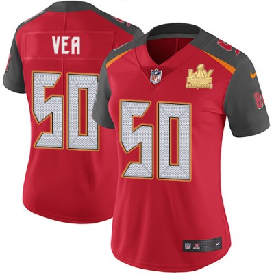 Nike Tampa Bay Buccaneers #50 Vita Vea Red Team Color Women's Super Bowl LV Champions Patch Stitched NFL Vapor Untouchable Limited Jersey